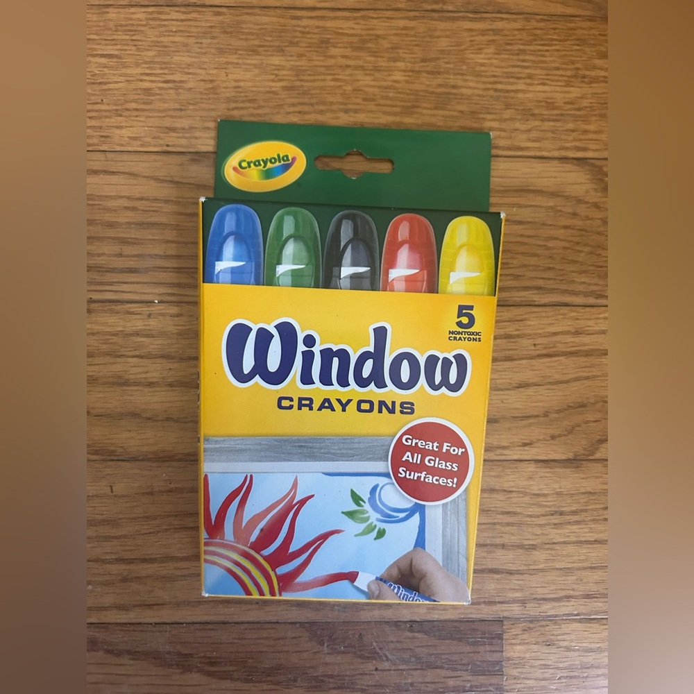 Crayola Window Crayons - Green, Black, Yellow, Red, and Blue “Crayons”